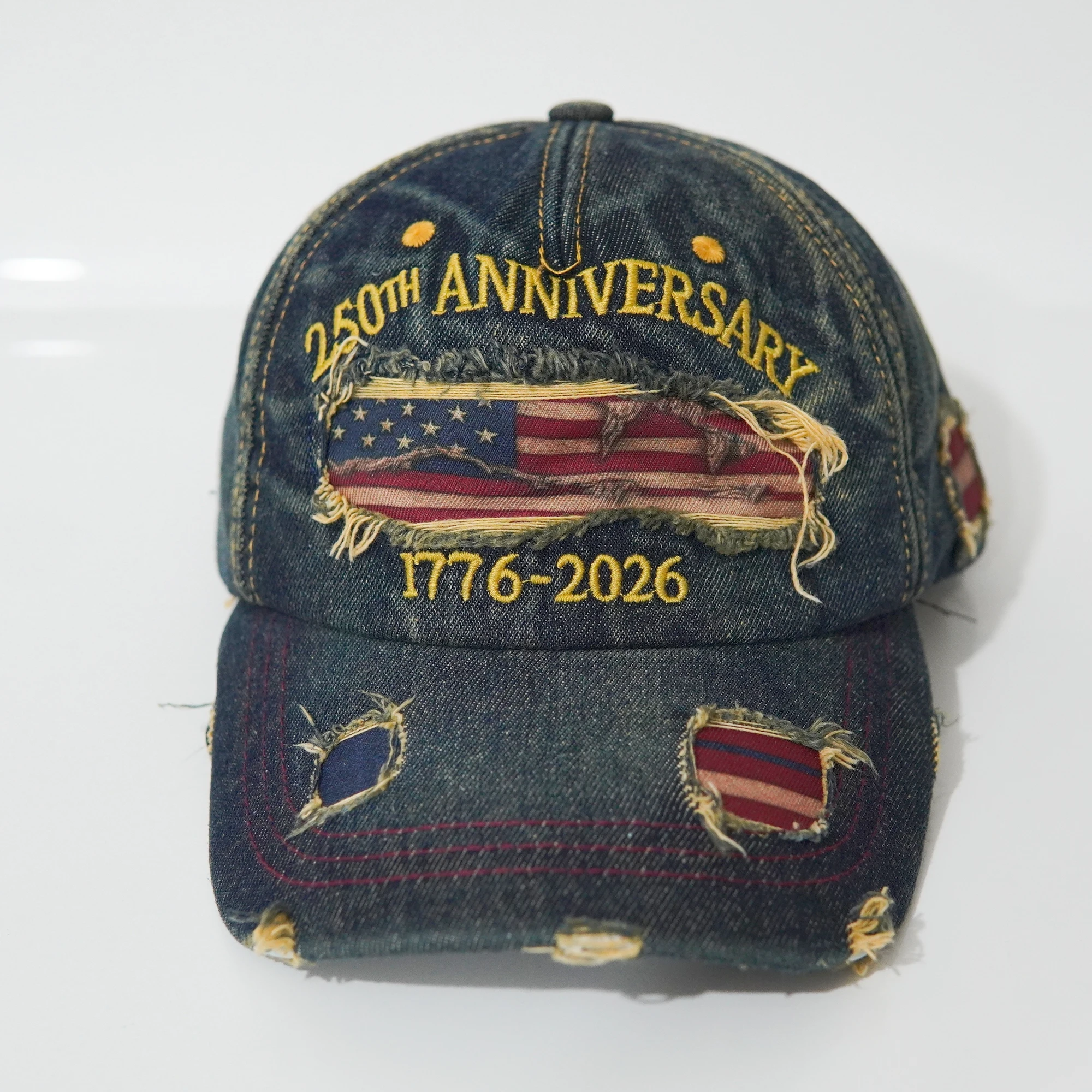 2026 Neue 250. Jubiläums-USA-Flagge Distressed Denim Baseballkappe, Unisex Verstellbare Vintage Trucker-Mütze – Detail 15