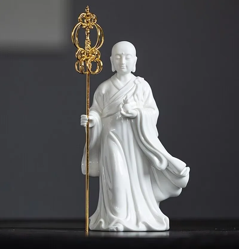 

Chinese Porcelain Ksitigarbha Bodhisattva Monk Statue Buddha Zen Figure Decor