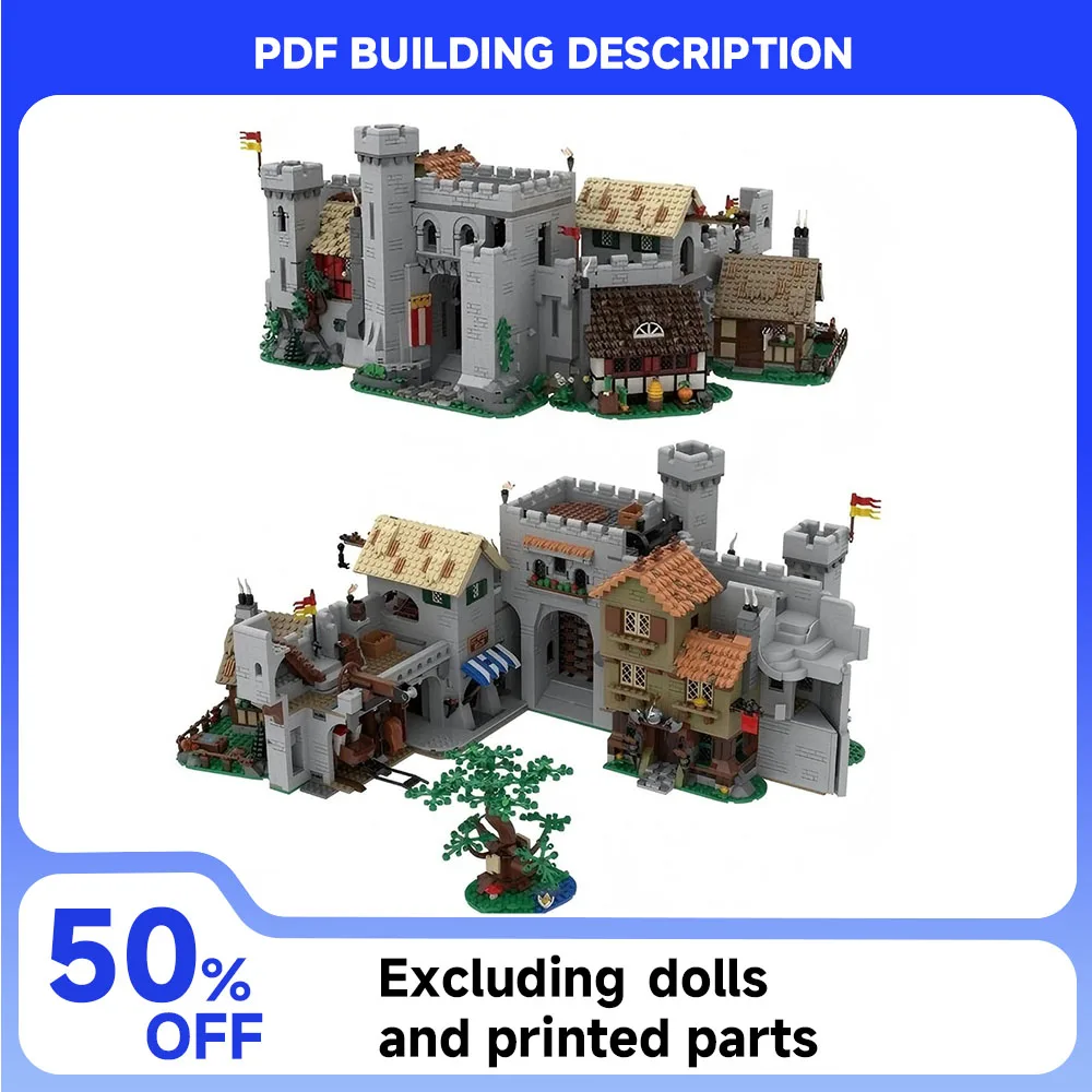

New MOC Medieval Town Series Castle Expansion Gate Tower City Wall Model Building Blocks DIY Assembly Toy Kids Boy Gift Set