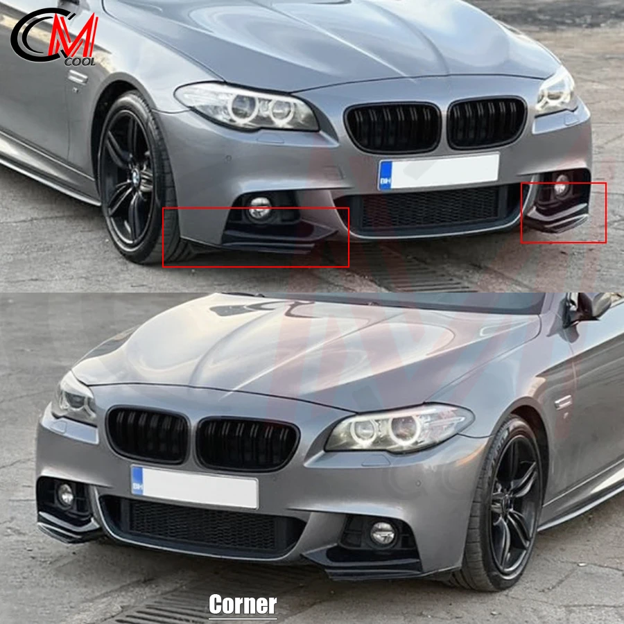 For BMW 5 Series F10 F11 MT Sport Version Front Bumper Gloss Black Corner Plastic Air Knife Trim Upgrade Body Kit view 6
