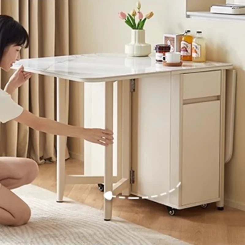 Retractable Movable With Pulley Tables Pliante Cream Wind Slate Countertop And Solid Wood Countertop Dining Table Folding Tables