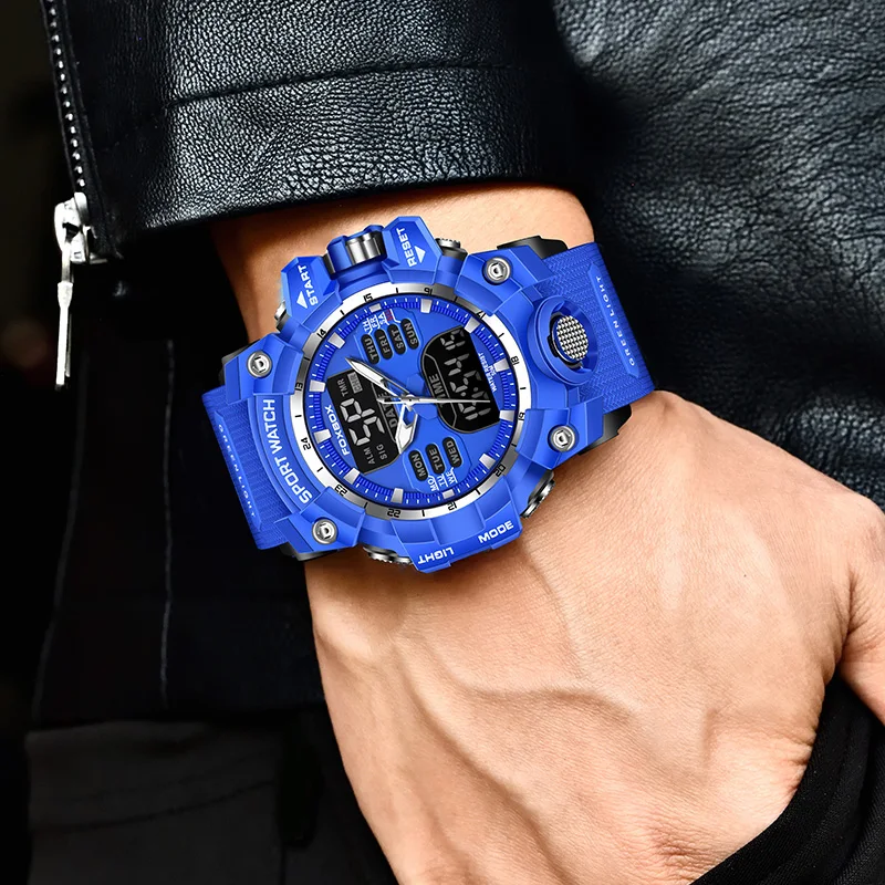 FOXBOX ساعة رقمية LED للرجال ساعات رياضية للرجال ساعة إلكترونية متعددة الوظائف ساعات رياضية عسكرية ساعة هدايا للأطفال + صندوق