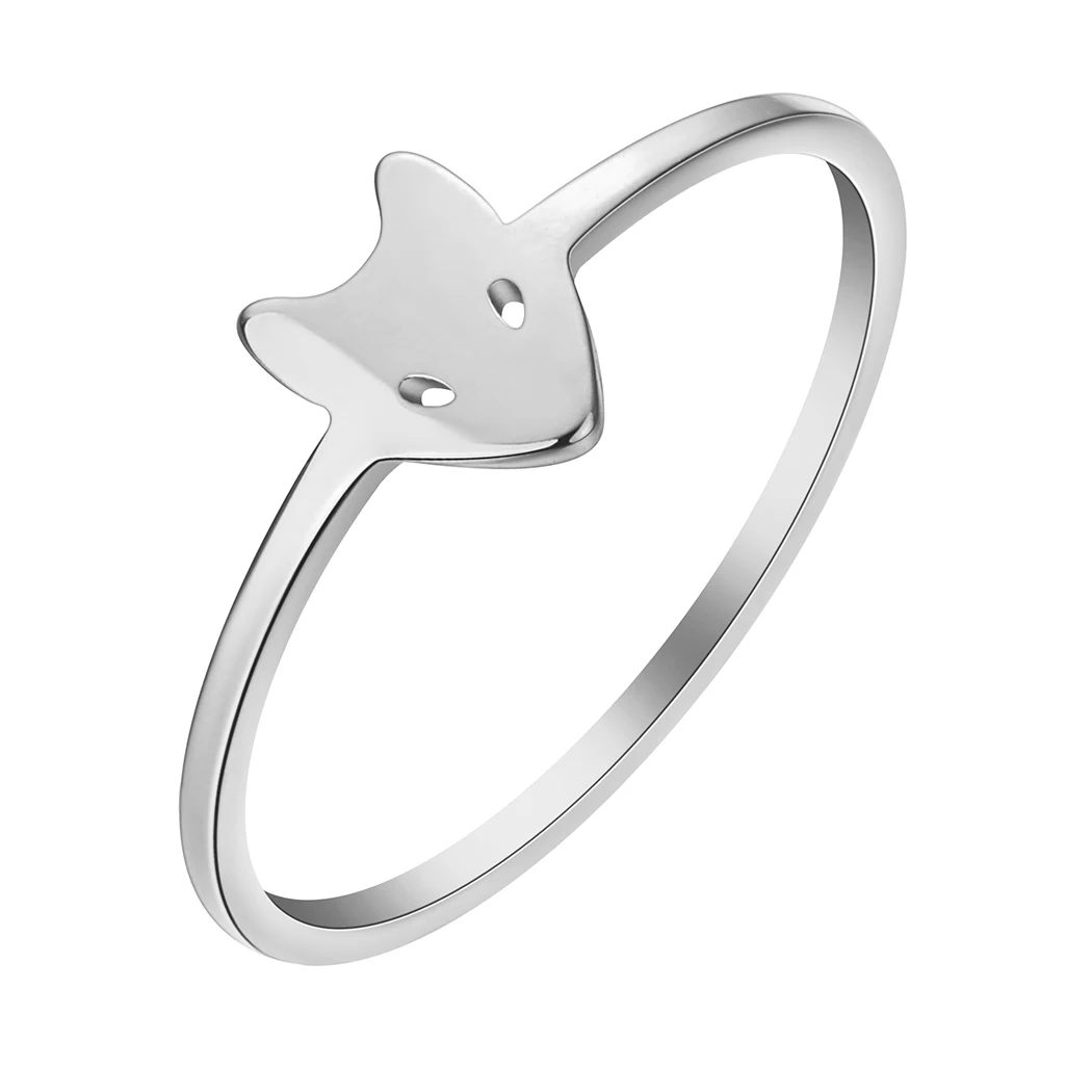 Kinitial Midi Fox Face Stainless Steel Rings Women Punk Animal Pet Lover Cute Design Knuckle Ring Girls Gift image 6