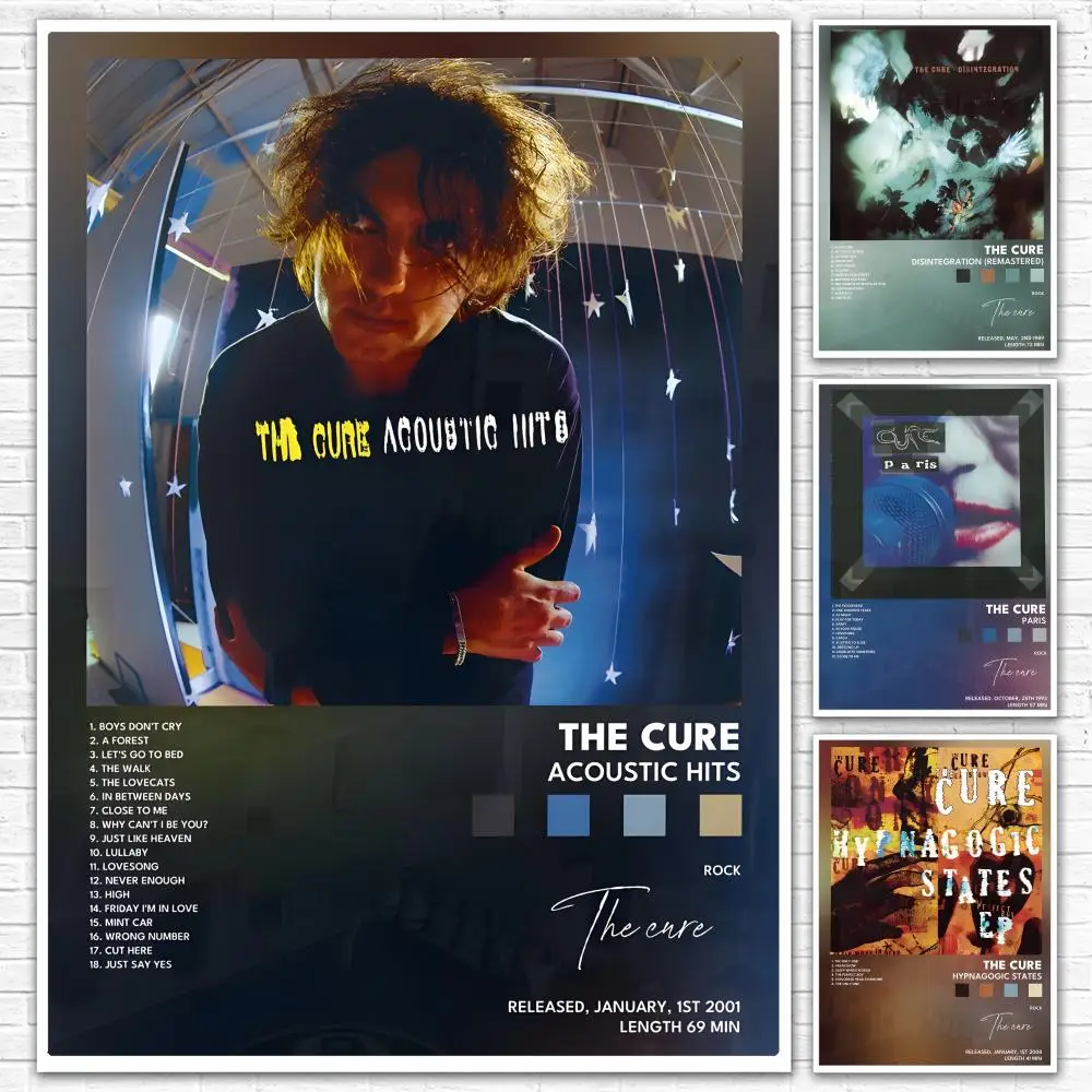 Post Punk Rock Band T-The Cure Poster All-match HD Waterproof Self-Adhesive Wall Art Sticker For Home Bedroom