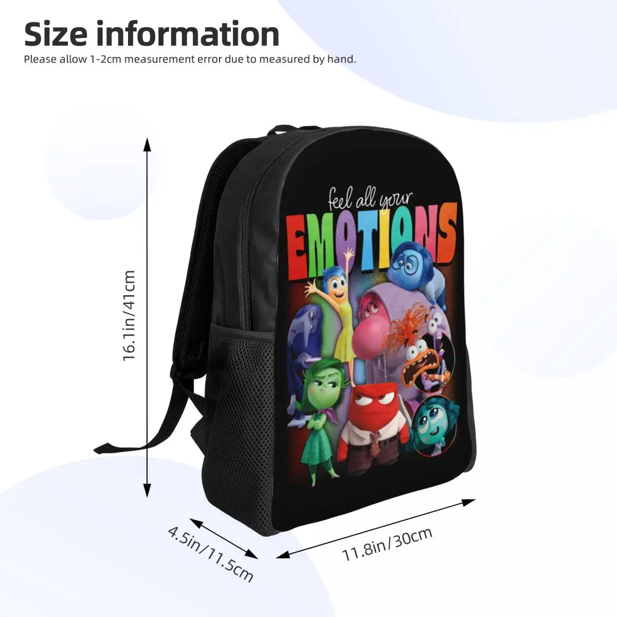 Custom Inside Out Feel Emotions Backpacks for Men Women Water Resistant College School Bag Print Bookbag