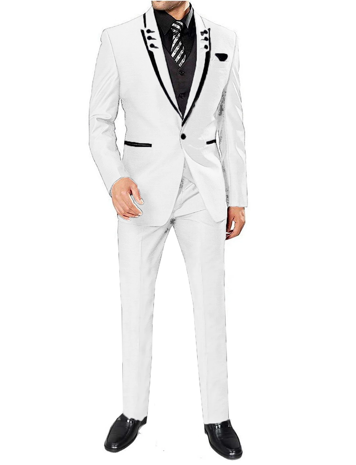 

Men's Suit Decorative Bckle Collar One Button Three Pieces Set Wedding Tuxedo