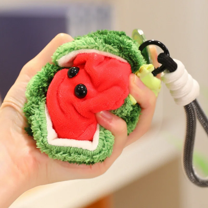 Porte-clés pendentif série fruits de décompression 10cm, décoration de sac à dos, pêche, citron, kaki, châtain, pastèque, poupée