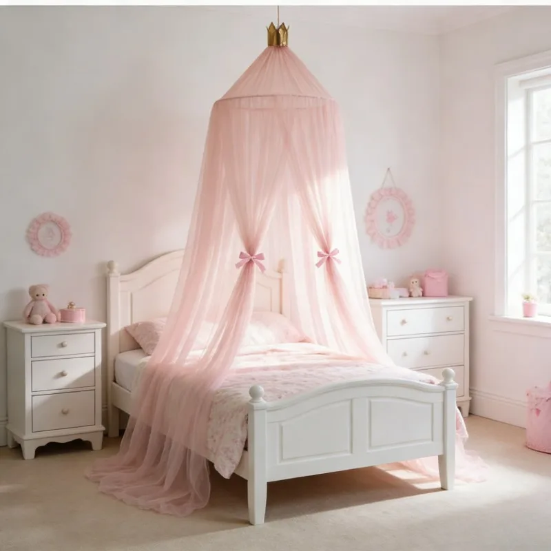 Nordic Princess Crown Dome Tent Mosquito Net 7-Layer Mesh Bed Canopy Kids Room Decoration Children's Play Tent Bed Curtain
