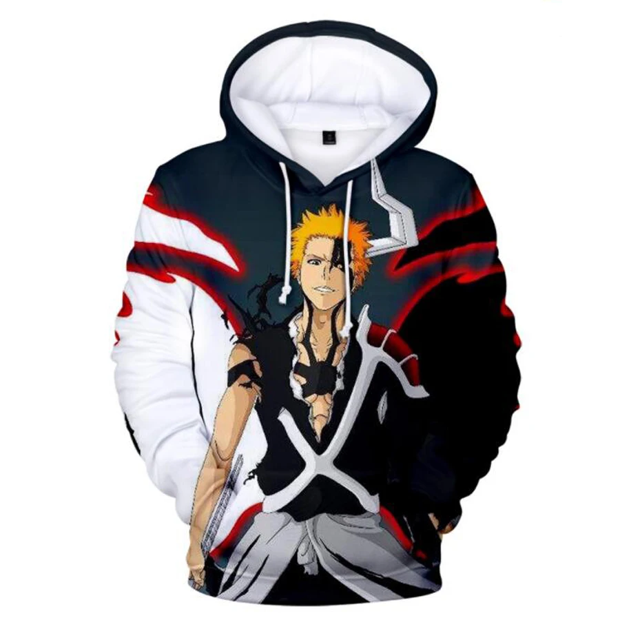 Men and Women's Anime Bleach Ichigo Kurosaki 3D Hoodie Cosplay Sweatshirt Hooded Harajuku Pullovers Teen Hoodies, 13 Team Leader