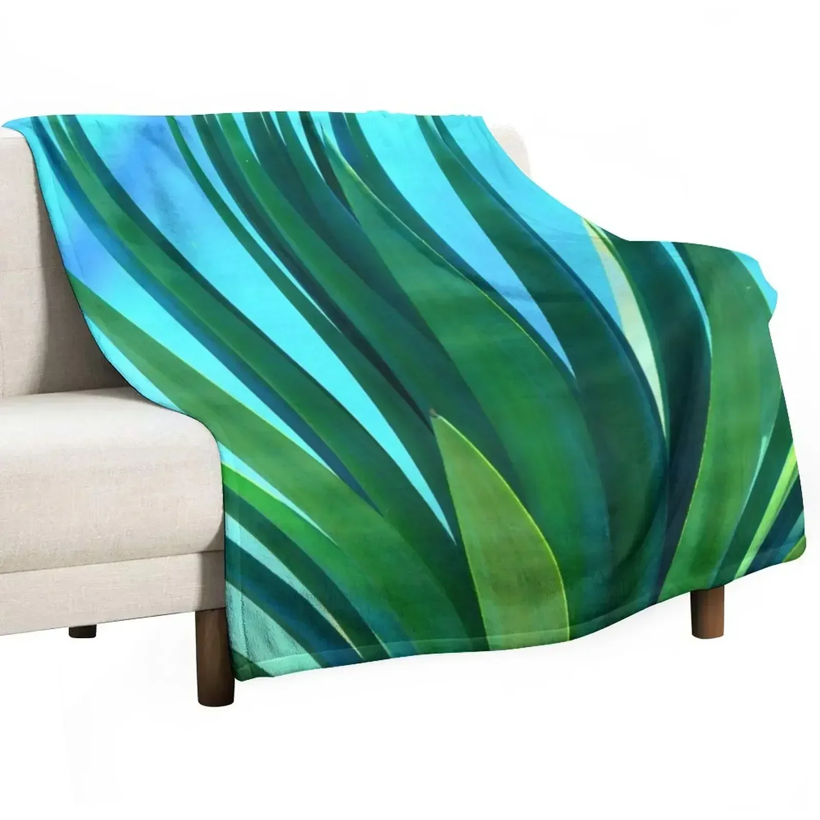 Exotic Succulent Leaves Illuminated By Fantasy Blue Moonlight Throw Blanket Extra Large Throw Bed Fashionable Blankets