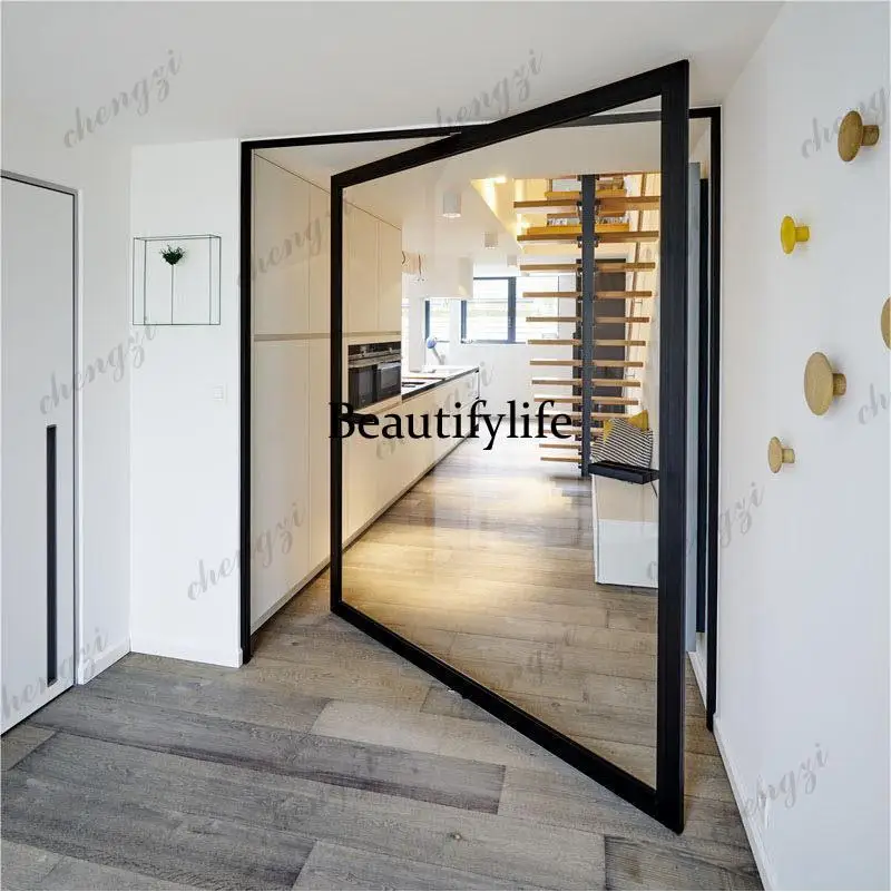 Customized titanium magnesium aluminum alloy Changhong glass door office sliding door central axis revolving door