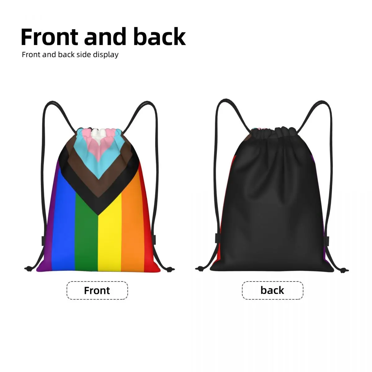 LGBT Progress Pride Flag Drawstring Backpack Sports Gym Bag for Women Men Gay Pride Training Sackpack