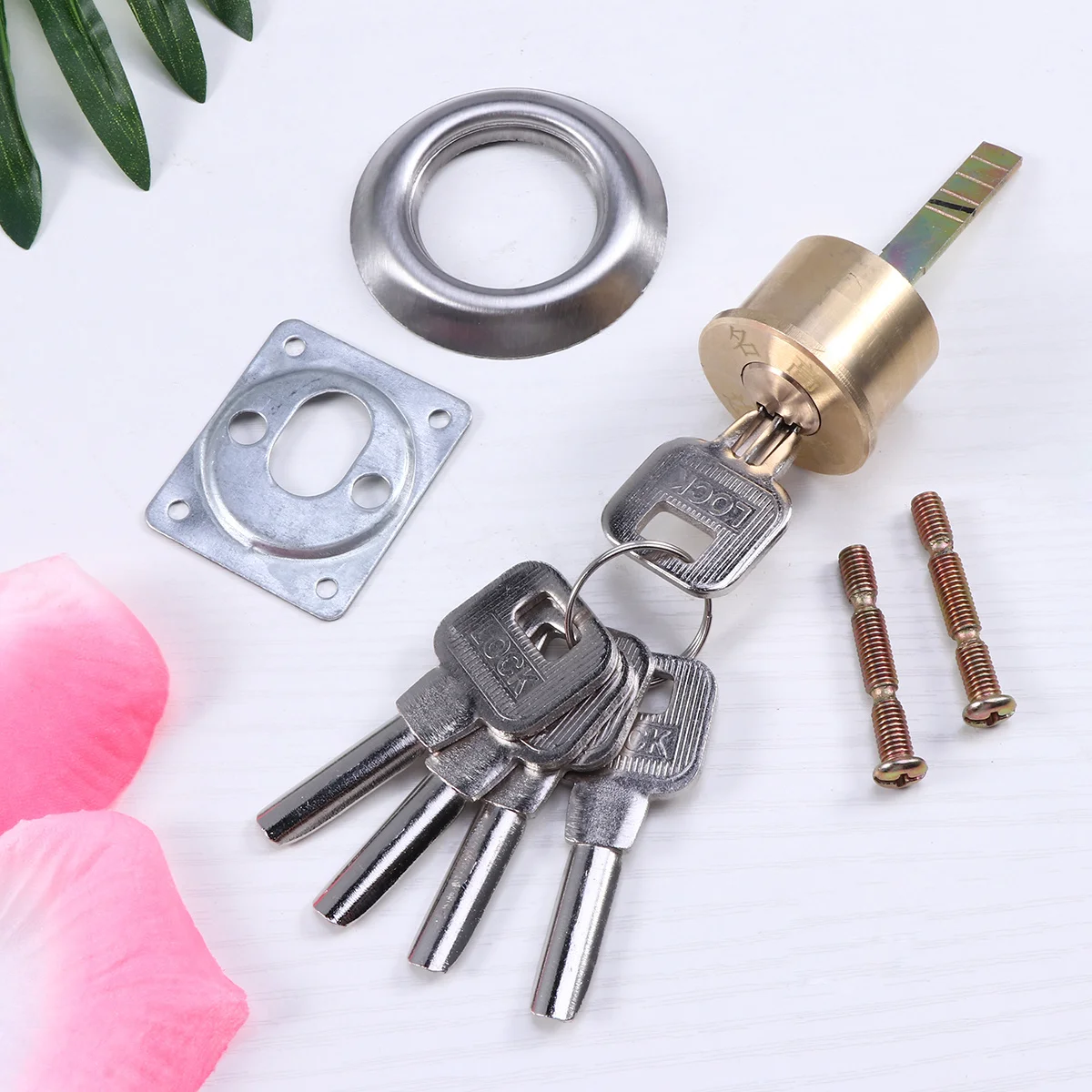 

Replacement Lock Cylinder Solid Brass Rim Cylinder for Nightlatch Style Front Door Locks Garage Door Hardware Includes Trim Ring