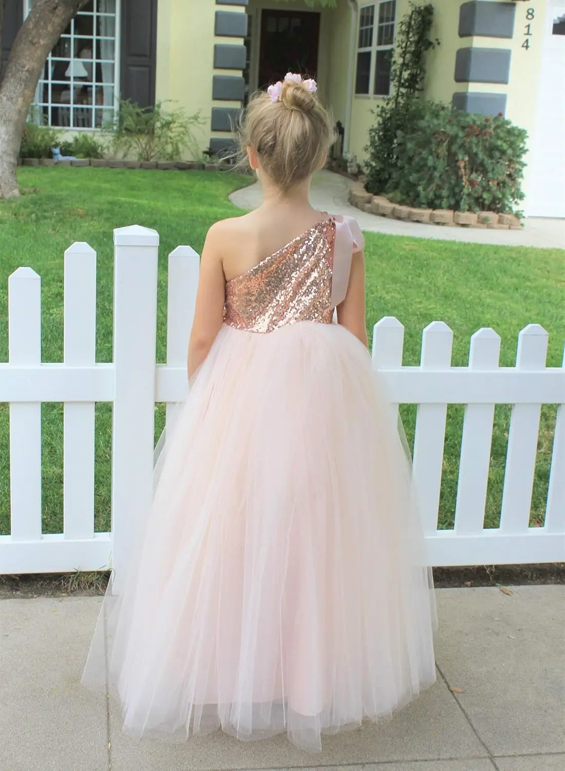 One-Shoulder Sequin Tutu Flower Girl Dress Corset Dress Wedding Pageant Dresses Ball Gown Pageant Dresses for Girls