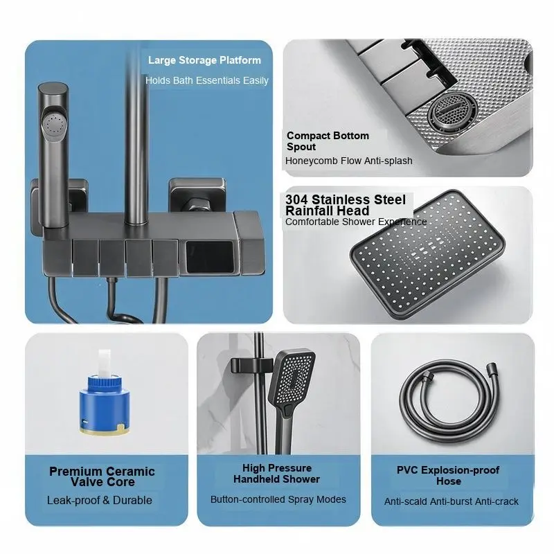 All-copper Smart Thermostatic Shower Shower Set Household Pressurized Water Plating