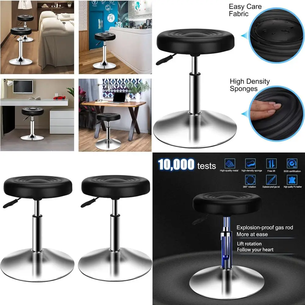 

Табурет с регулируемой высотой, 360° ° Поворотный, двойной пакет, черный для офиса/дома/кухни