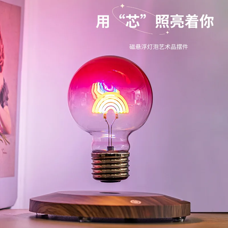 

Maglev rainbow light bulb romantic atmosphere night light decorative light for girlfriends and girls Valentine's Day gifts