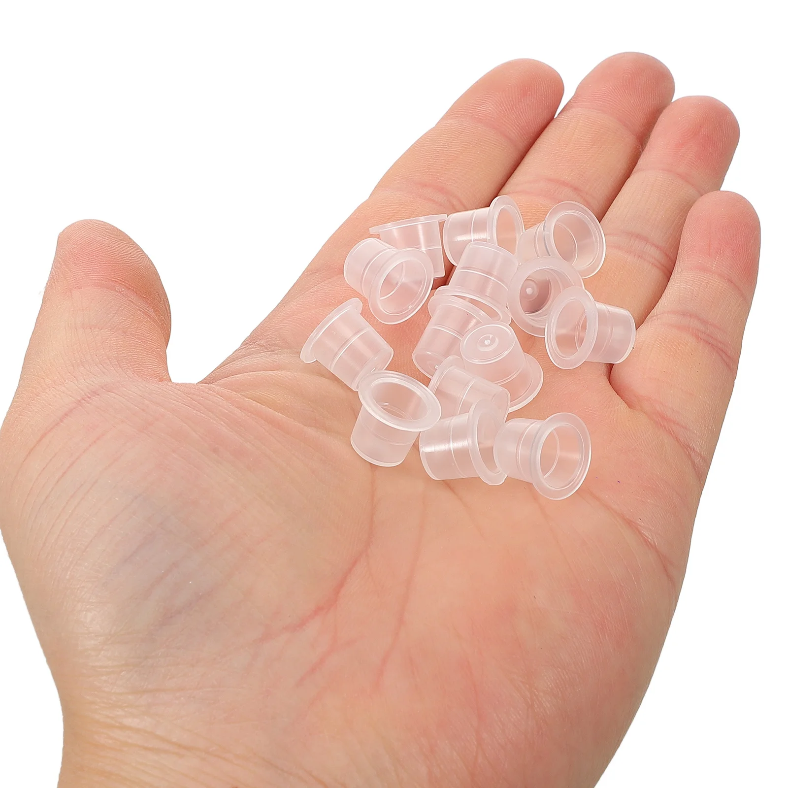 

100Pcs Ink Cups Disposable Clear Ink Caps Eyelash Makeup Eyebrow Tattoo Pigment Container Kits Supplies 8mm Size