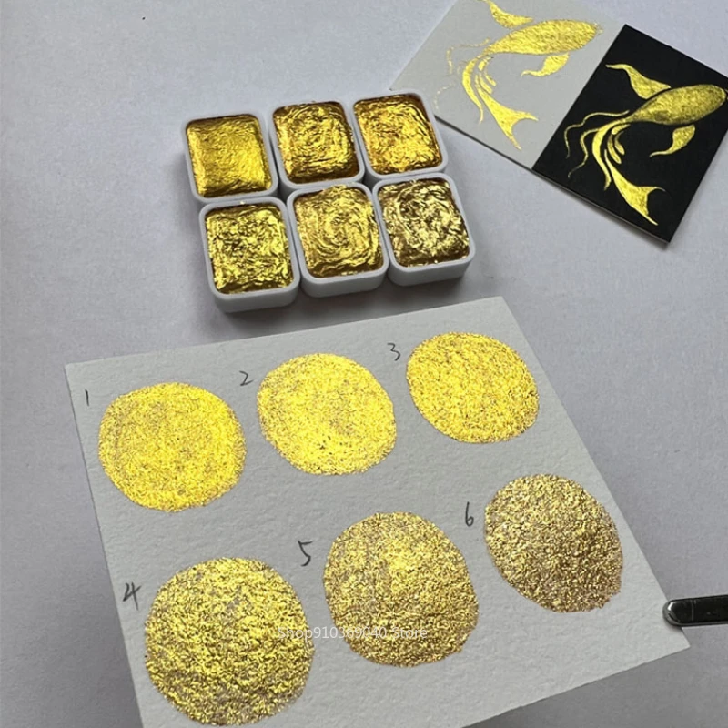 Golden Pearlescent Pigment Sol - Watercolor Paint Set Solid Pigment ulasan dan harga