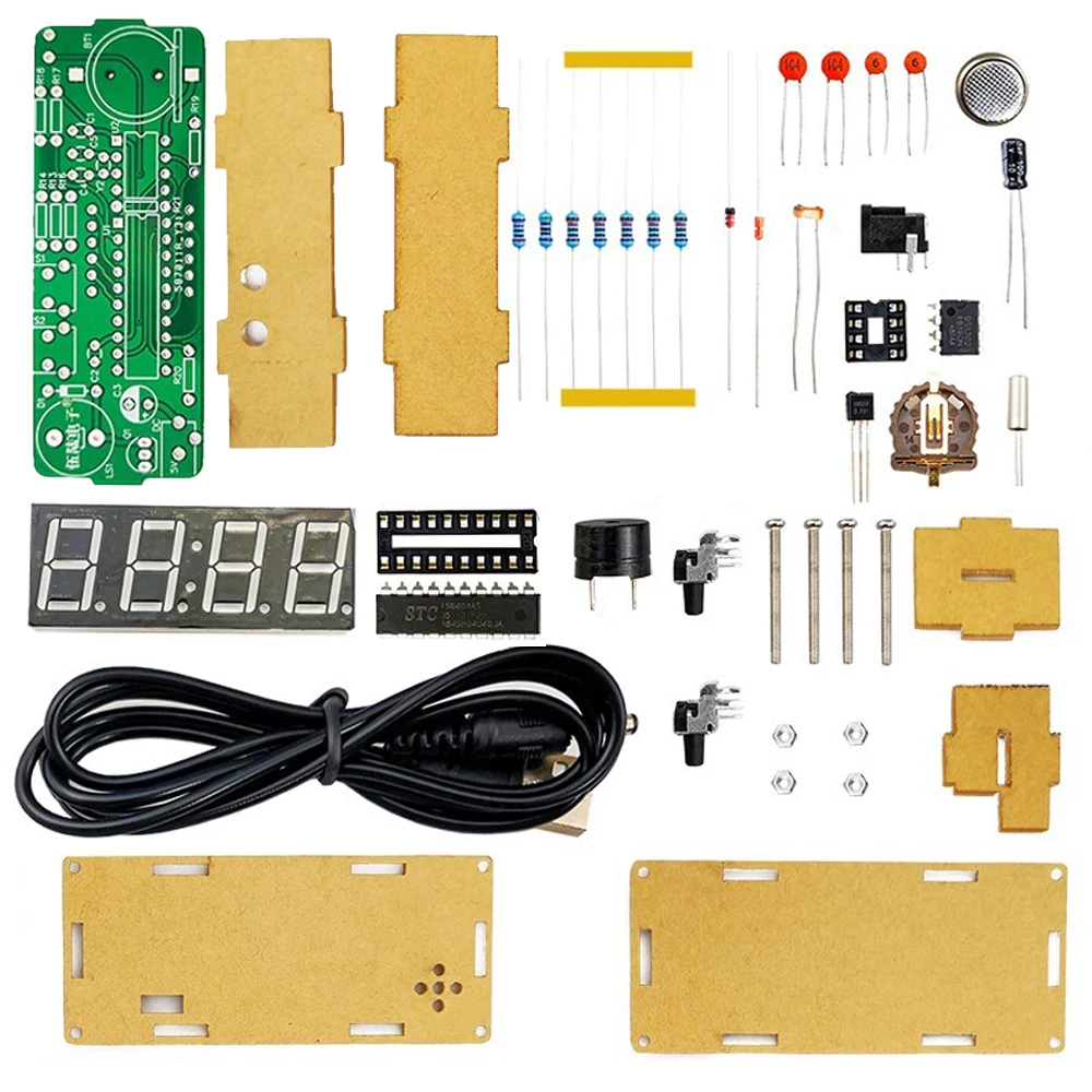 DIY Clock Electronic Kit LED Digital Tube Display Date Week Temperature Alarm DS1302 Soldering Assemble DIY Project Learning