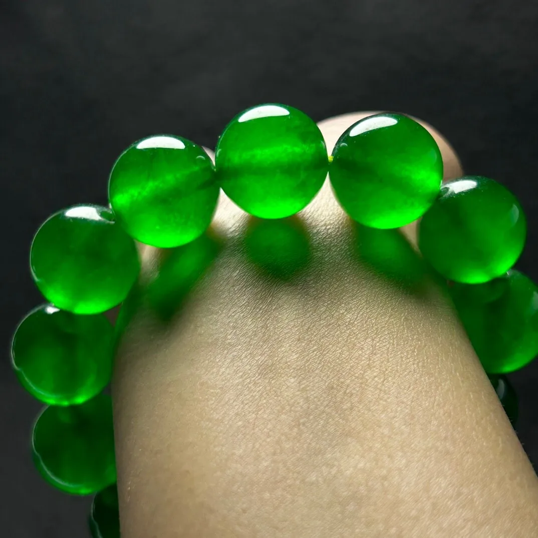16mm Certified Natural Perfect Green Myanmar Beads Jade jadeite Bracelets Bangle