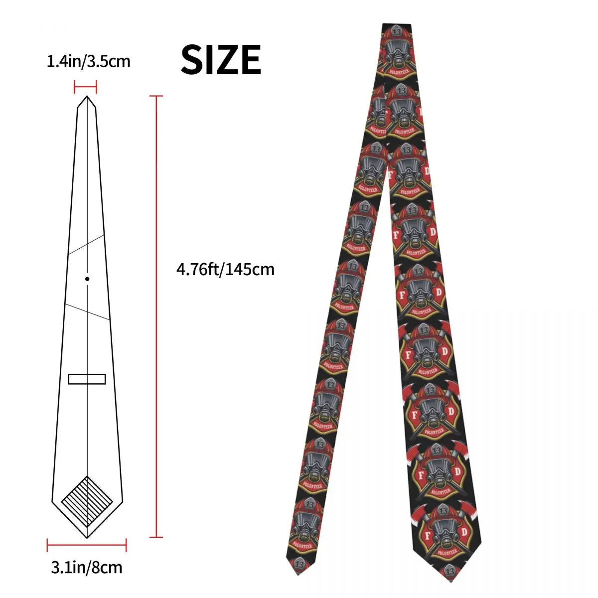 Formal Firefighter Skull Tie for Office Customized Men Fireman Fire Rescue Neckties