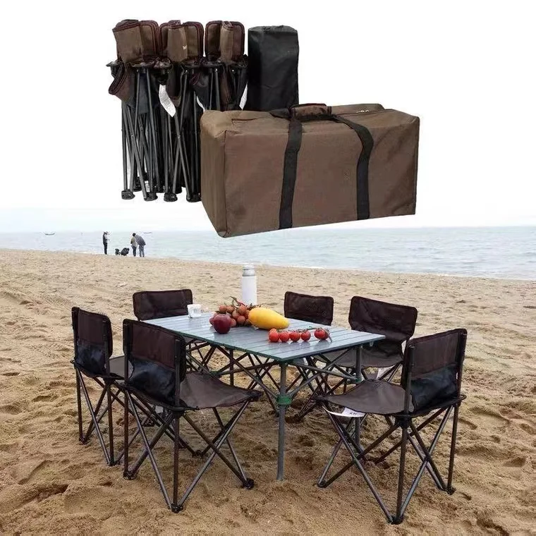 Aluminum Alloy Mountain Outdoor Folding Table Portable Camping Picnic Dining Table With Chair