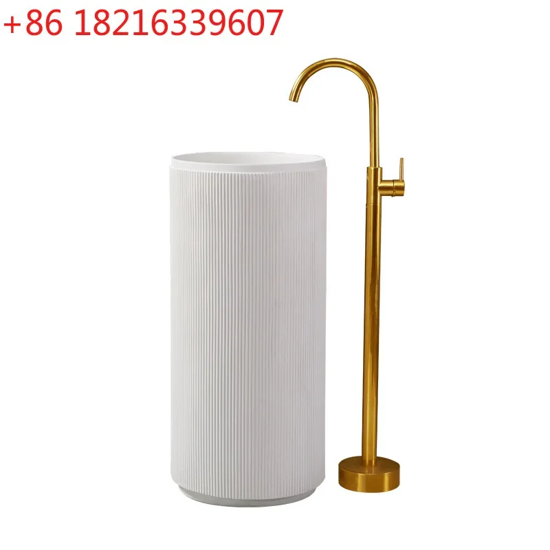 Artificial stone creative column basin Customized floor-to-ceiling wash basin Bathroom one-piece wash basin