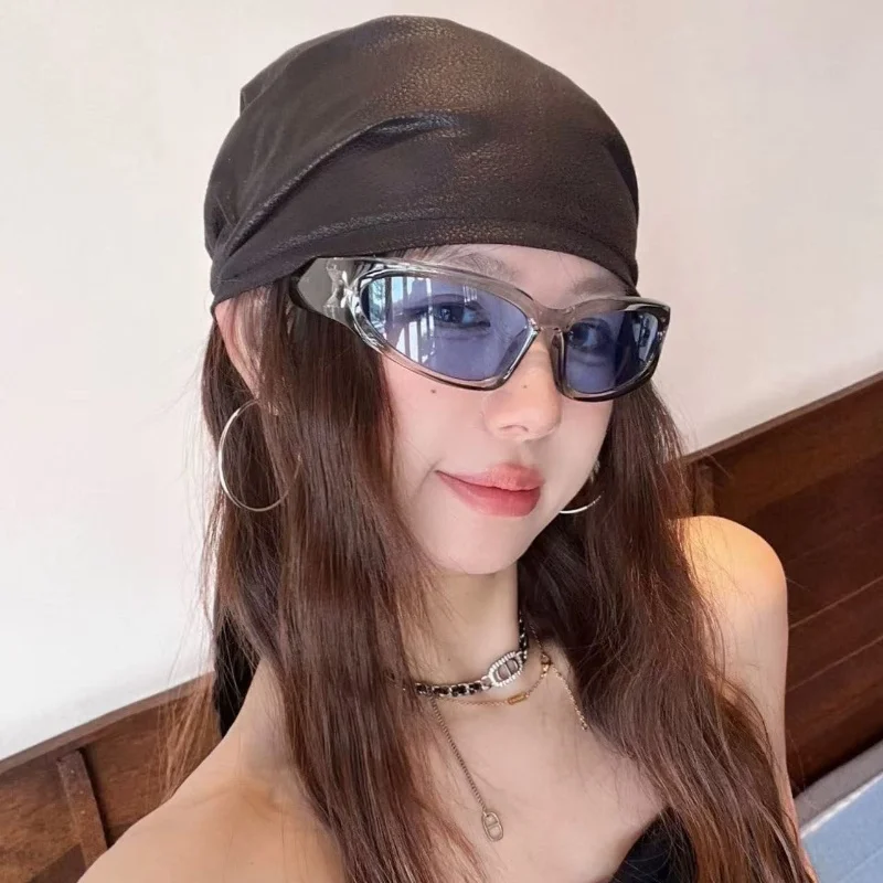 

Spicy Girl American Style Leather Headscarf Hat for Women Small Bow Tie Headband Cold Weather Accessory Trendy Face-Revealing