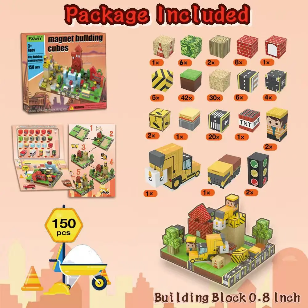 Conjunto de construção de cubo magnético mundial - forte adesão magnética - montagem versátil - cena DIY - brinquedo interativo pai-filho