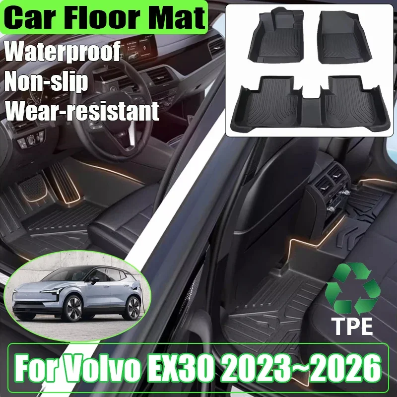 

Car Rear Floor Mat For Volvo EX30 2023 2024 2025 2026 TPE Waterproof Anti-scratch Leather Mud Carpet Cover Foot Pad Accessories