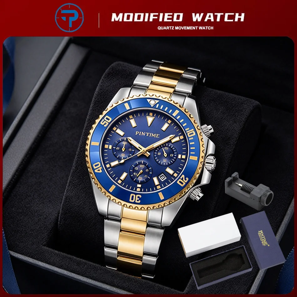 Business Men's Watches Waterproof Luminous Stainless Steel Fashion Men Wristwatch Chronograph Date Man Quartz Watch часы мужски