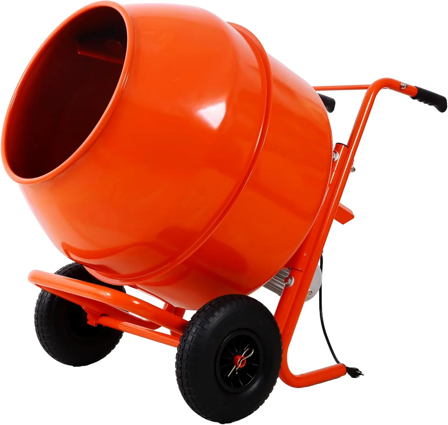 8 Cu. Ft. Electric Cement Mixer, Wheel Barrow Portable Concrete Mixer Machine, Horizontal Cement Mixing Tools For Stucco, 224L