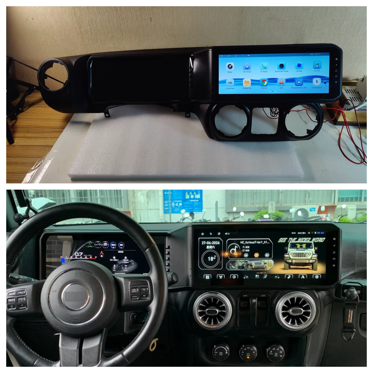 Dual Screen 8-core Multimedia Android 14 For Jeep Wrangler 2010~2017 Carplay GPS Navigation Car Radio Stereo Receiver Head Unit