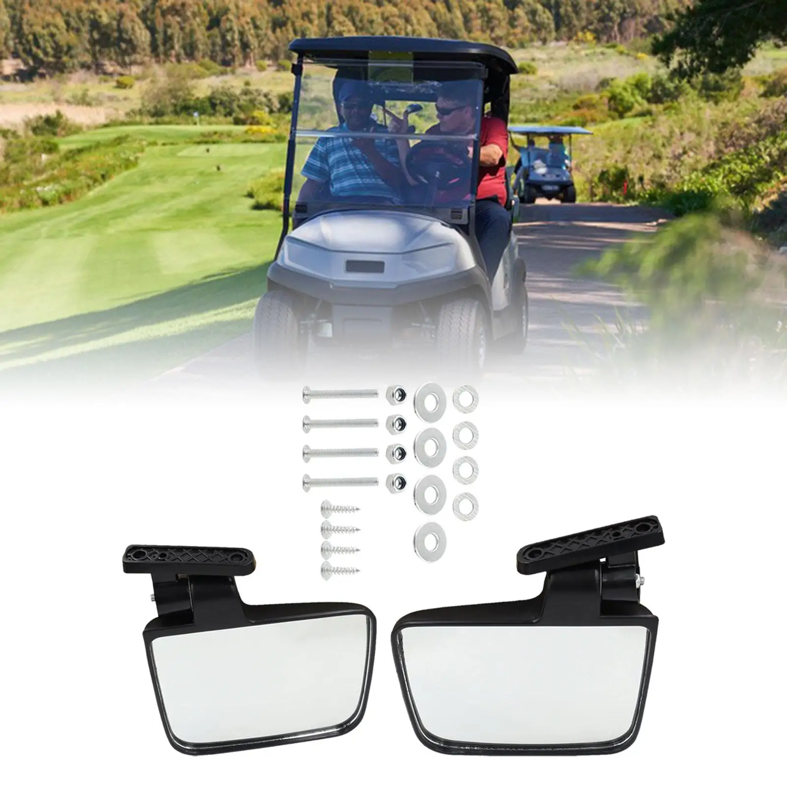 Golf Cart Folding Side View Mirrors Kit Impact Resistant Easily Install Vehicle Repair Parts Accessory Flexible Adjustment