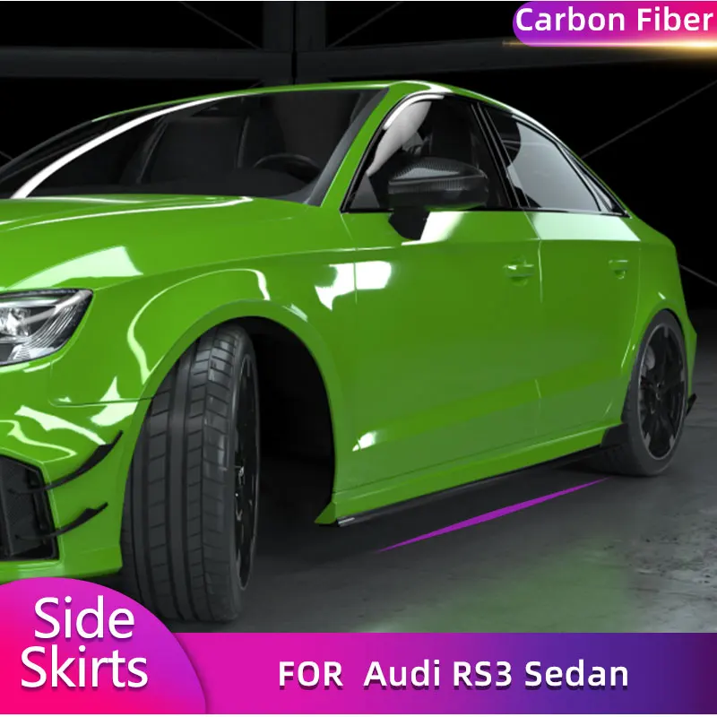 

for Audi S3 RS3 Sedan 4-Door 2017-2019 Carbon Fiber Car Side Skirts Extensions Auto Racing Side Skirts Body Kits Accessories