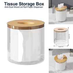 Tissue Storage Box Roll Paper Dispenser Toilet Paper Holder Desktop Tissue Box Napkin Containers With Wood Cover for Bathroom
