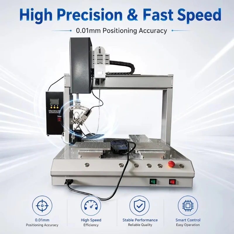 Double Station 5 Axis Full Automatic Soldering Robot Circuit Board Soldering Machine