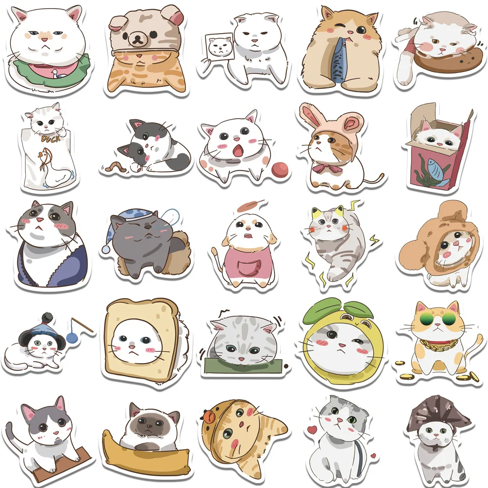 12/36/62Pcs Cartoon Cat impermeabile Graffiti Sticker decorativo bagaglio tazza Laptop Phone Skateboard chitarra Scrapbook bambini Sticker