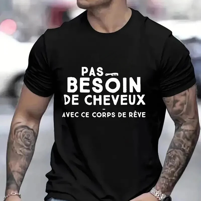Camiseta sin necesidad de pelo con este sueño para hombre, camisetas divertidas con gráfico de Humor francés Y2k, regalo del Día del Padre, manga corta de verano