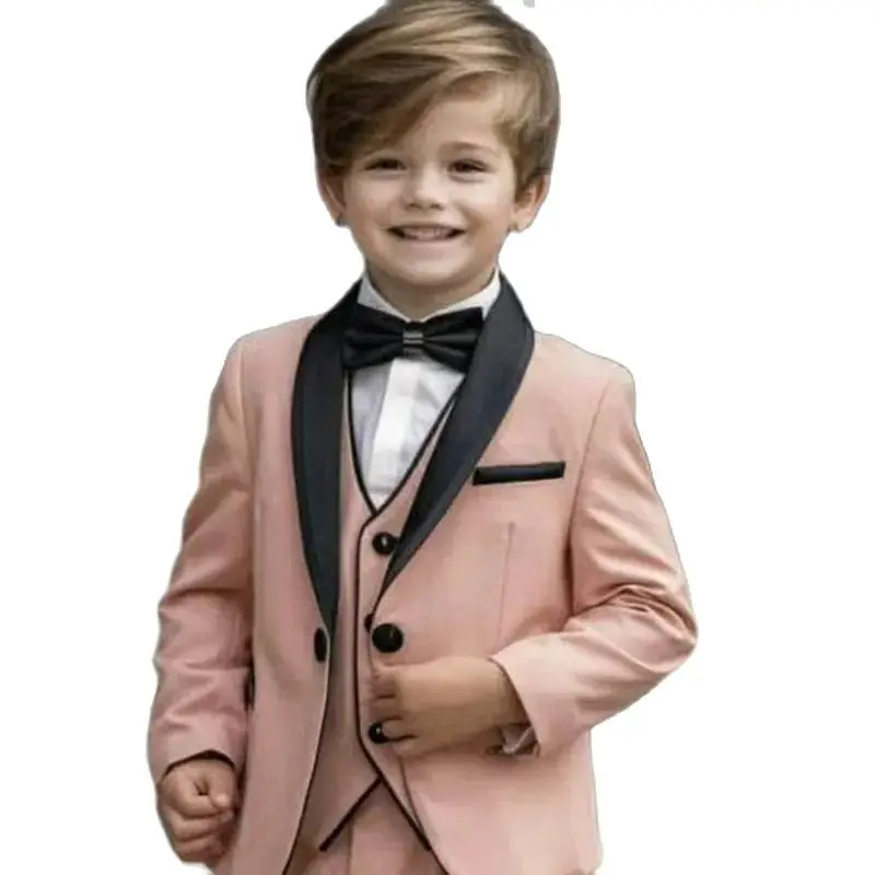 Fashion Children Clothing Single Breasted Shawl Lapel 3 Piece Jacket Pants Vest Full Sets Wedding Custom Madde Boys Suits 2024