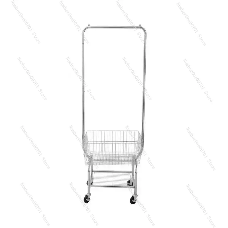 Simple Coat Rack Floor Bedroom Shelves Household Storage Basket Removable Clothes Rack Thickened Cart Storage Racks