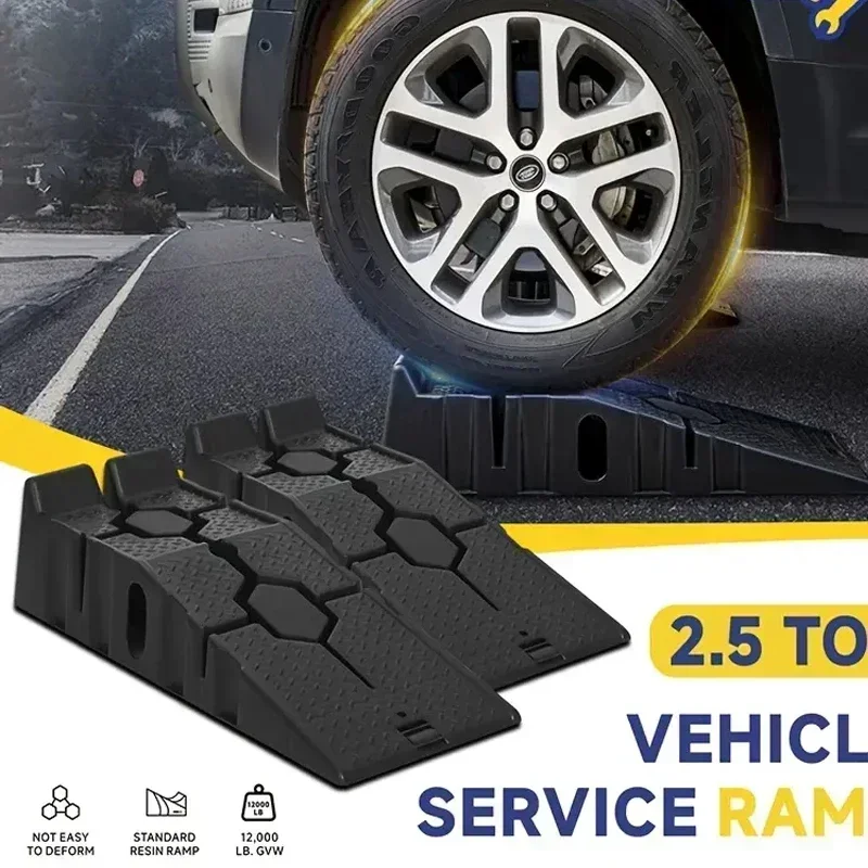 1 Pair Black 2500kg Heavy Car Ramps 900 Mm Long Anti-Slip Working Ramp Car Oil Changing Repair Maintenance Jacket Lift Tools