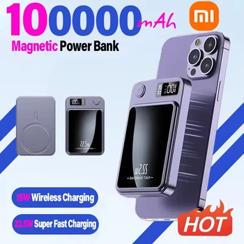Xiaomi 100000Mah Power Bank Magnetische Draadloze 22.5W Ultra Capaciteit Super Snel Opladen Magnetische Power Bank Voor Iphone15 Samsung