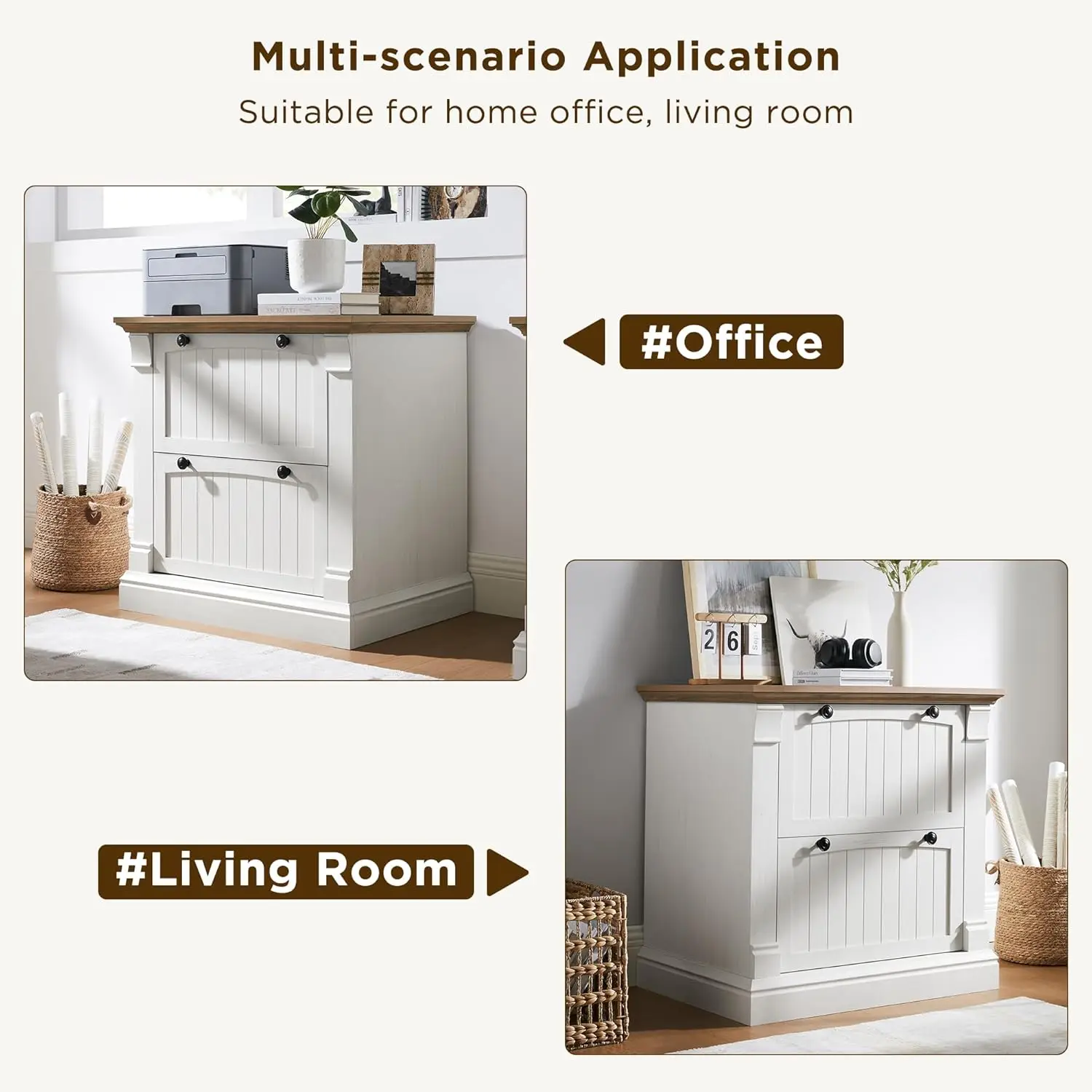 خزانة ملفات المزرعة مع درجين، خزانة ملفات جانبية مقاس 30 بوصة مع مجلدات ملفات معلقة، أدراج متشابكة #6