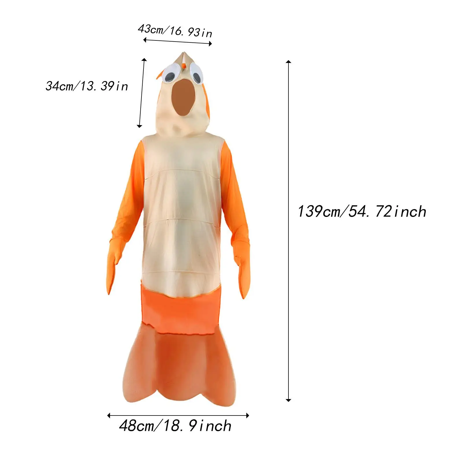 

Shrimp Costume Funny with Headpiece Photo Prop Fancy Dress for Stage Performance