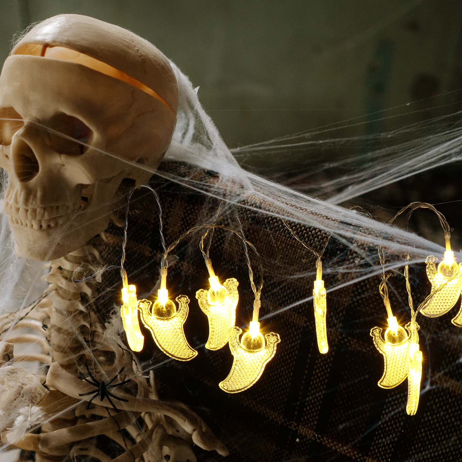 

3 Sets Spider Bat Light String Festival Party Lamp Halloween Supply Layout Ghost Plastic Colored