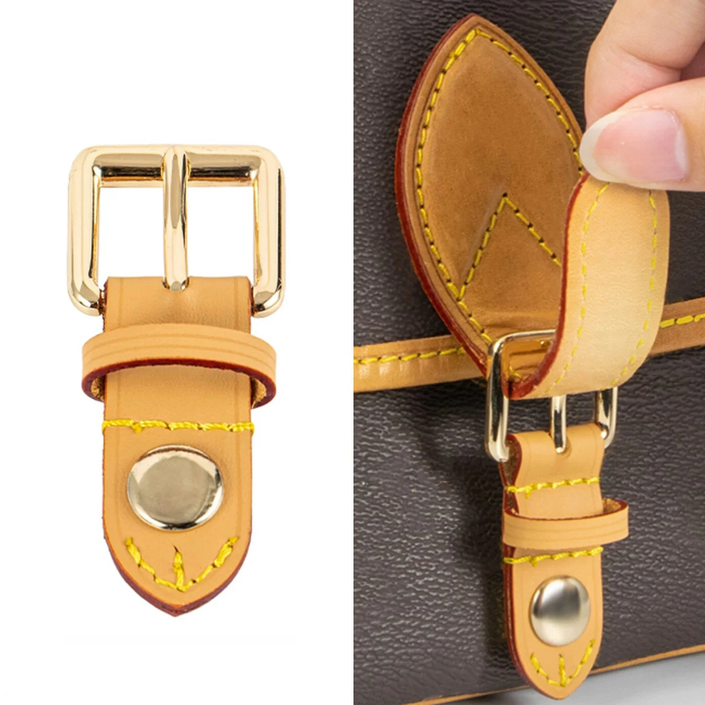 Bag Strap Adjustment Buckle and Strap for LV Diane Bags Genuine Cowhide Leather Simple Replacement Hardware Bag Accessories