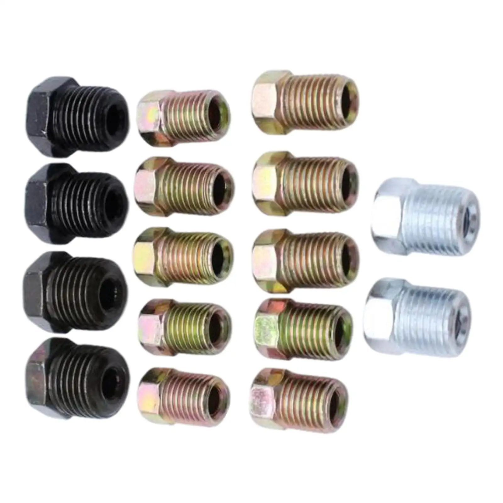 16Pcs Inverted Tube Nuts 2x 7/16”-2x 3/8”-24 2x 9/16”-18 Threads Nuts Fit for 3/16” Tube Brake Line Accessories