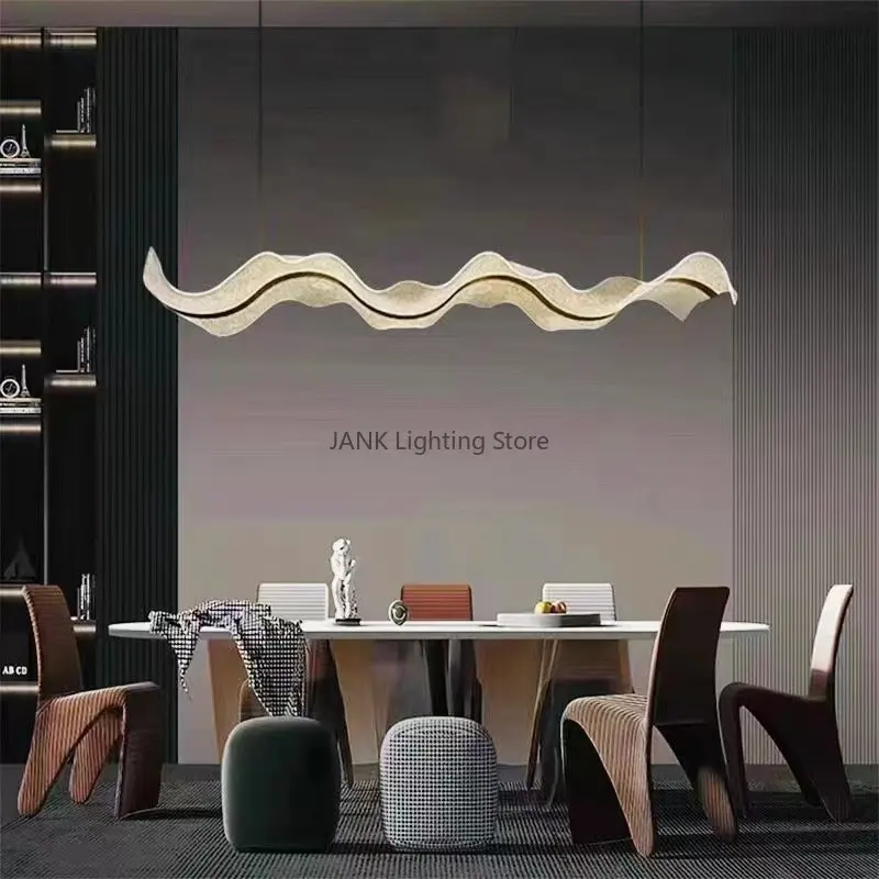 Modern Simple and Luxury Designer Wave Led Pendant Lamp Creative Art Acrylic Restaurant Kitchen Chandelier Home Decoration Lamps